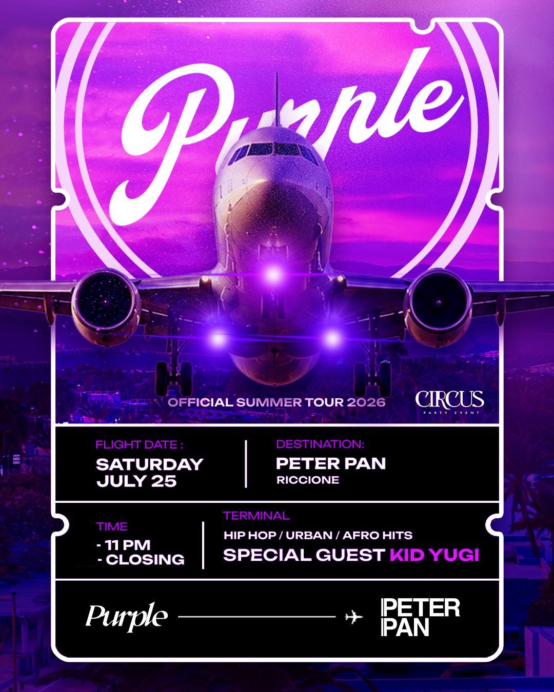 Purple arriva al Peter Pan di Riccione sabato 25 Luglio