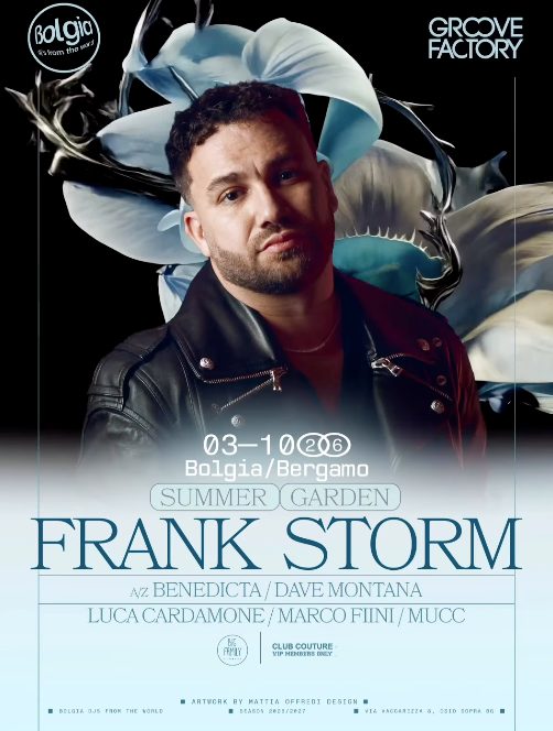 Frank Storm al Bolgia: sabato 3 ottobre 2026 si balla a ritmo tech house